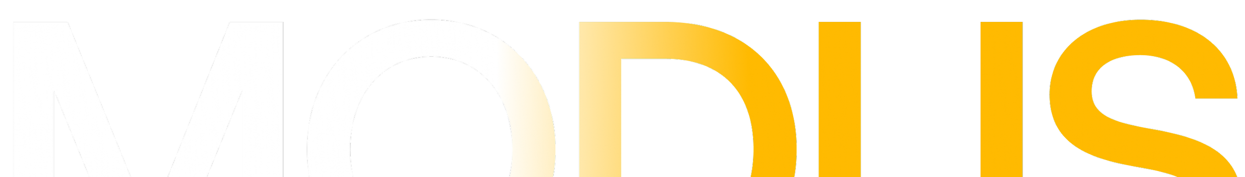 Large, bold white and yellow letters spell MODIS on a light gray background, partially cropped at the edges.