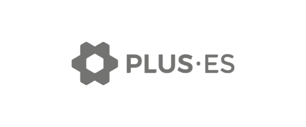 Plus ES logo with a hexagon shape and text 'PLUS·ES'