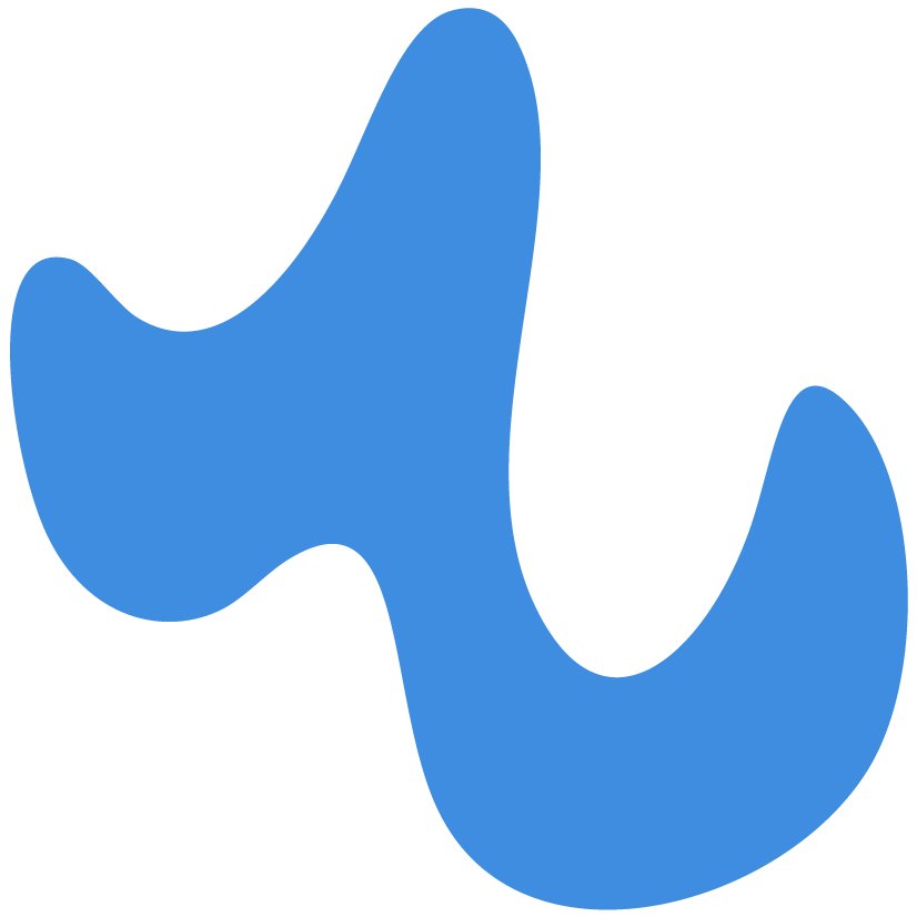 Abstract graphic with blue and black irregular shapes.