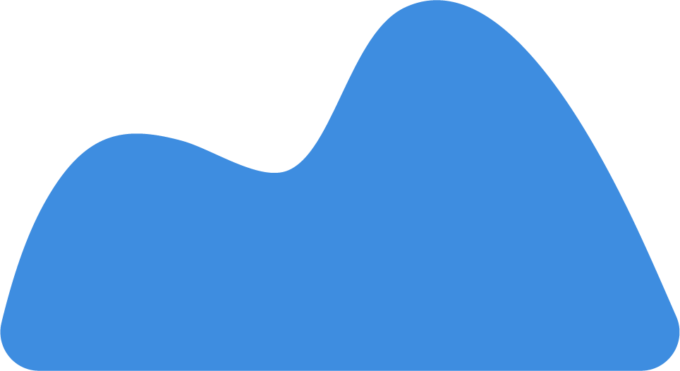 Blue abstract shape resembling mountains or waves.