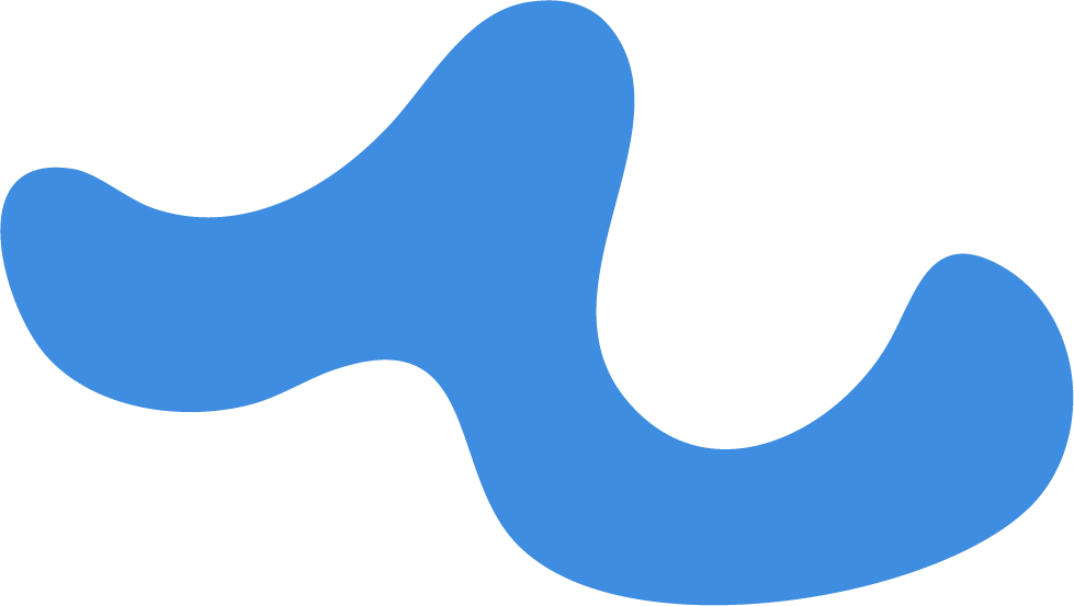 Blue abstract shape with curved and organic form.