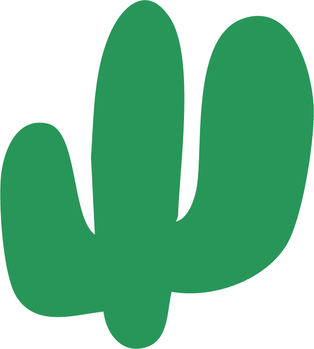 Simple cartoon green cactus with three arms.