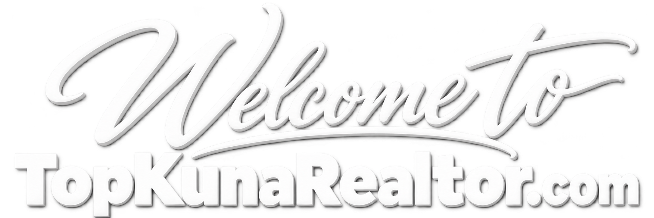 White 3D text with a script font that says "Welcome" and block font that says "To TopNukaRealtor.com".