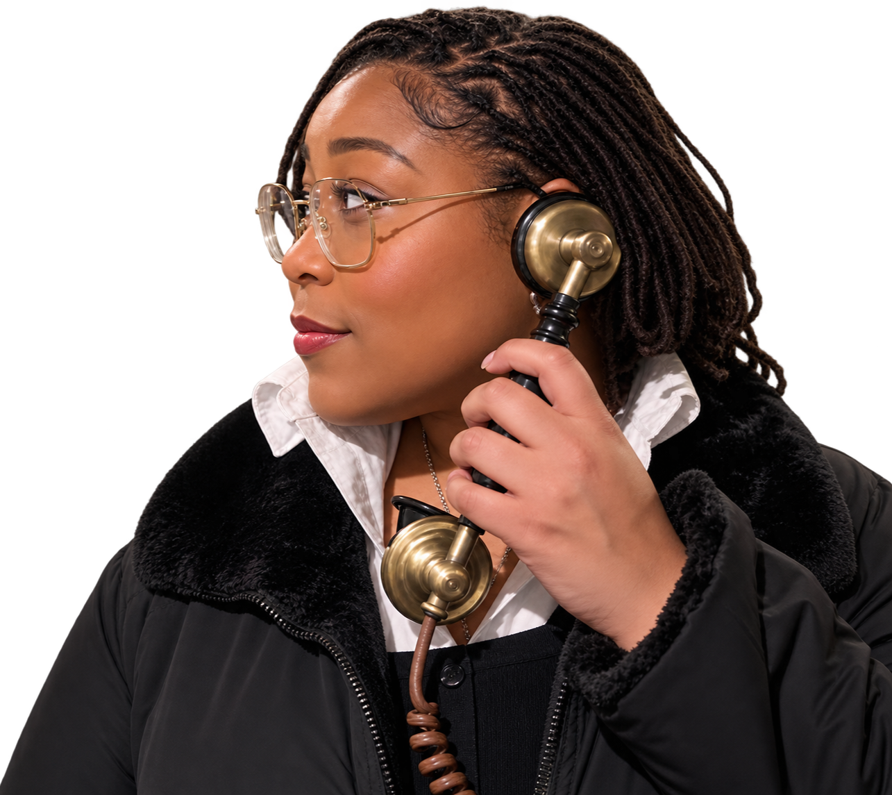 Bri Javis on a old fashioned phone