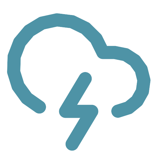 An icon of a cloud with a lightning bolt inside, representing a weather-related or storm alert.