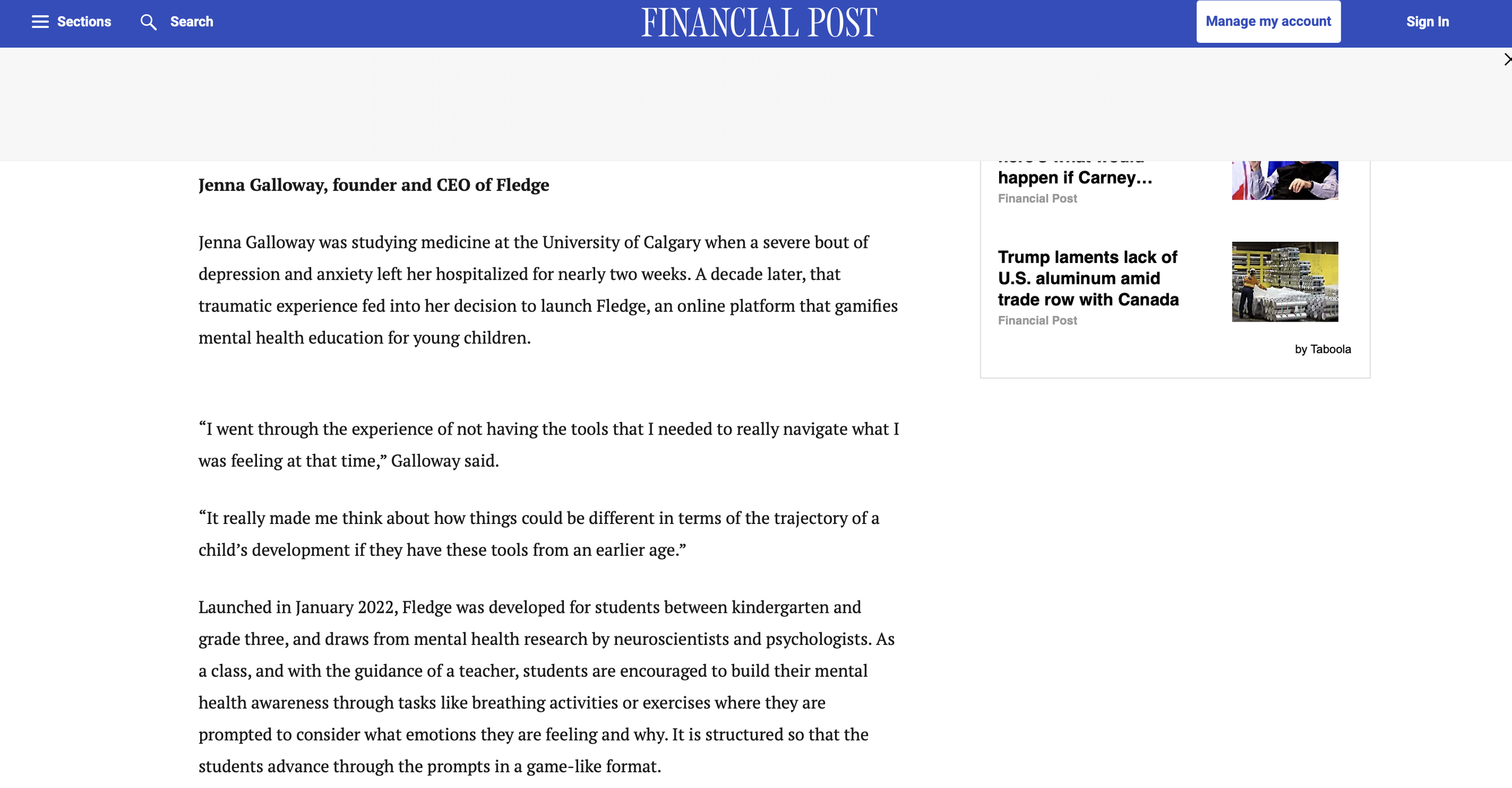 Press Feature: Financial Post Article, 2022 