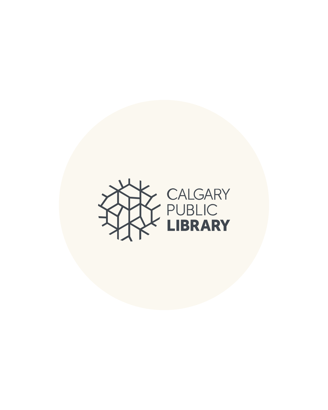 Calgary Public Library logo with a geometric snowflake design and text.