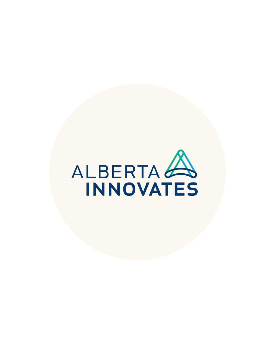 Logo for Alberta Innovates featuring a stylized mountain peak graphic and the text 'ALBERTA INNOVATES' in blue on a white circular background.