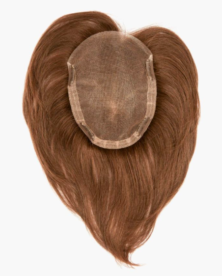 Postiche capillaire brun en forme de cœur attaché à un support en tissu