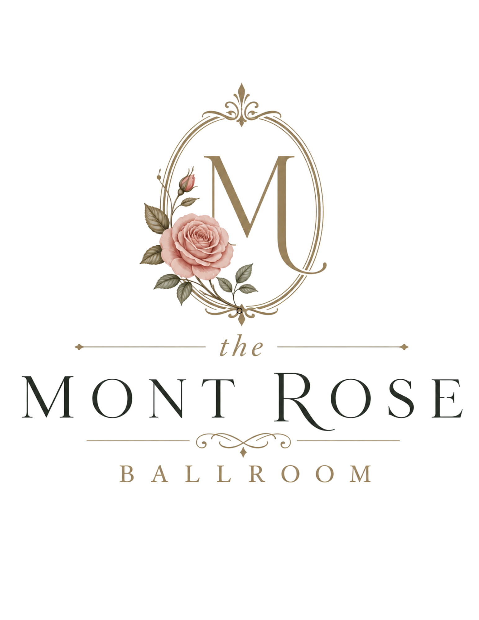 Decorative logo with a gold ornate frame, pink rose, and the word 'Montrose' in dark letters, with additional smaller text reading 'Balboa Prom'.