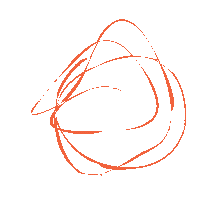 An abstract digital illustration featuring orange swirling lines against a black background.