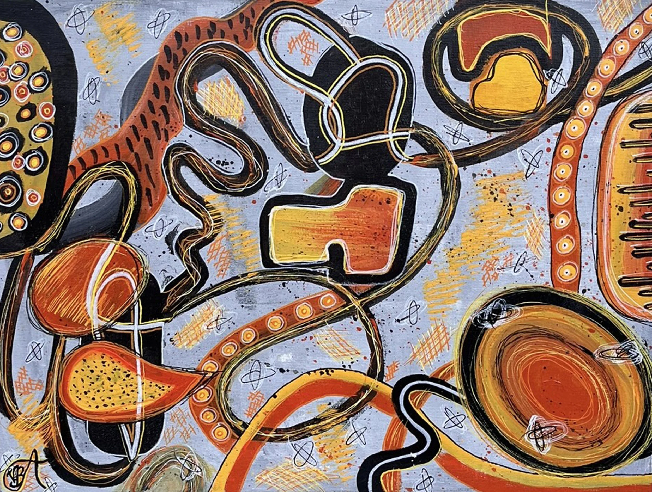 "COLOUR SYMPHONY" transforms the painted surface into a visual Rhythm.
Nothing is entirely still, yet nothing is accidental.
The work approaches abstraction as music: a place where contrast, repetition and movement can become harmony without ever bec