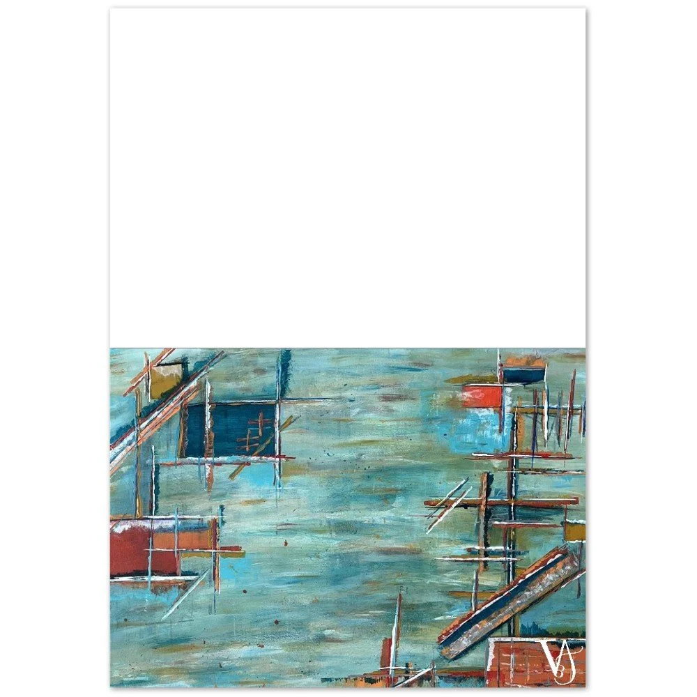 Inner Horizon greeting card set with envelopes and multiple atmospheric abstract artworks by Virginie Bergar.