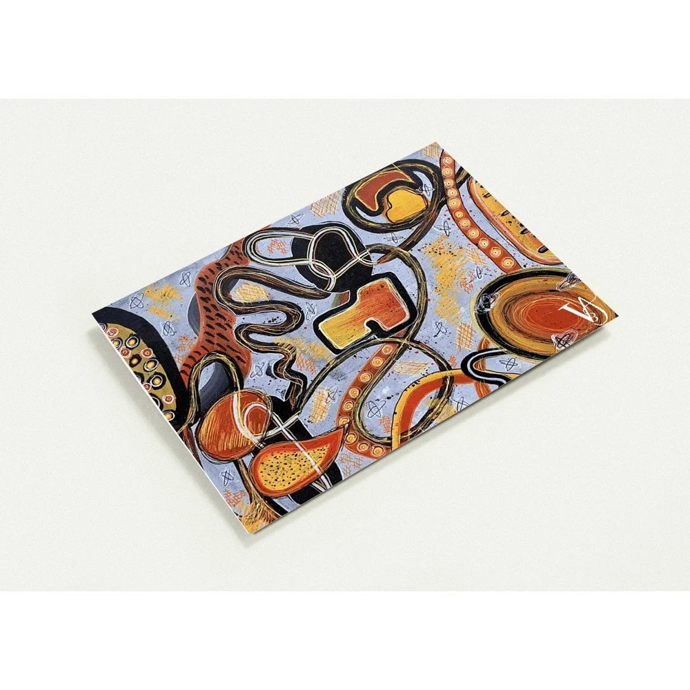 Set of 10 Matter in Motion art greeting cards in 5 x 7 inch format, featuring colourful abstract artworks by Virginie Bergar "Symphony in Colours"