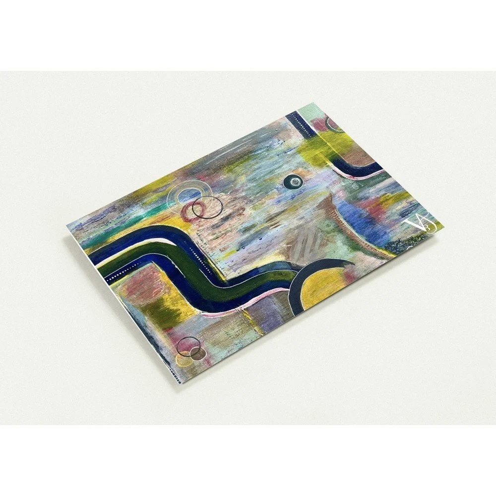 Inner Horizon greeting card set with envelopes and multiple atmospheric abstract artworks by Virginie Bergar.