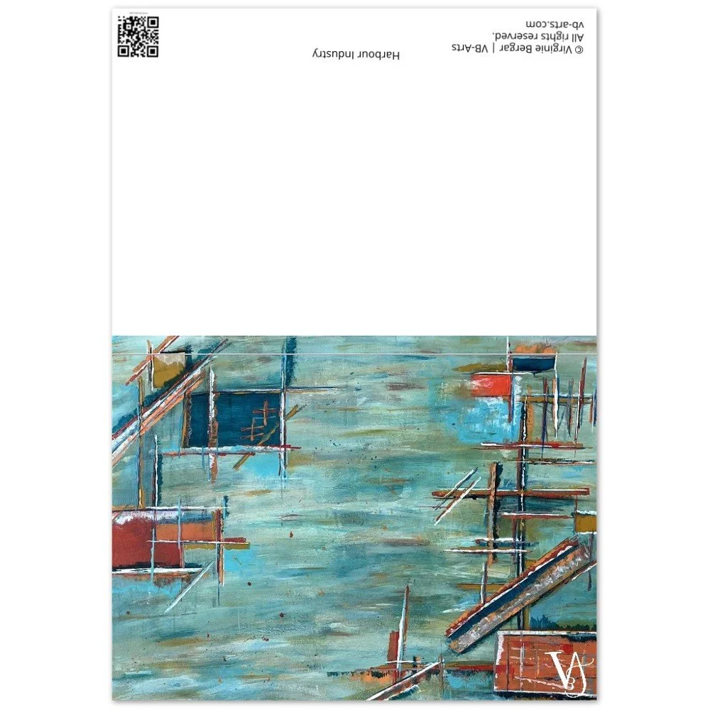 Flat view of one Greeting Card open. the cards are foldabled and each one came with a premium envelope. From Original Artwork by Virginie Bergar