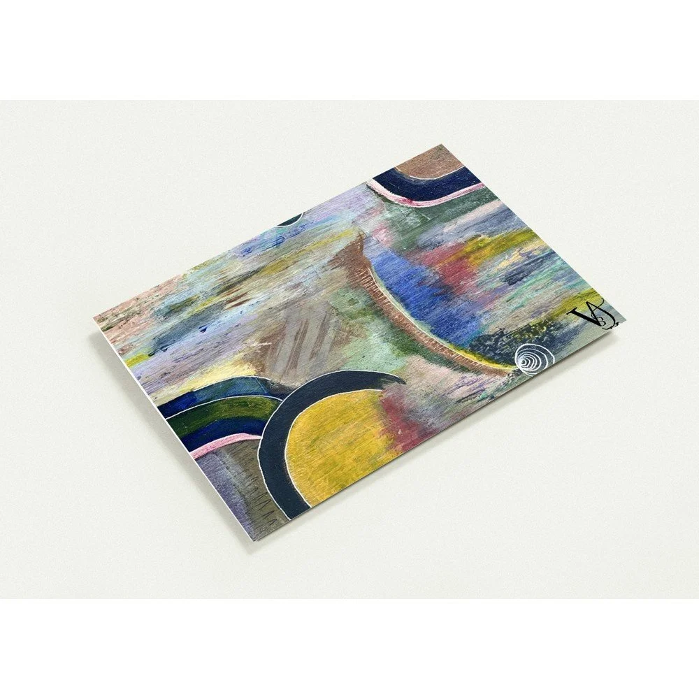 Set of 10 Inner Horizon art greeting cards in 5 x 7 inch format, featuring atmospheric abstract artworks by Virginie Bergar, "The Soul in Colours"