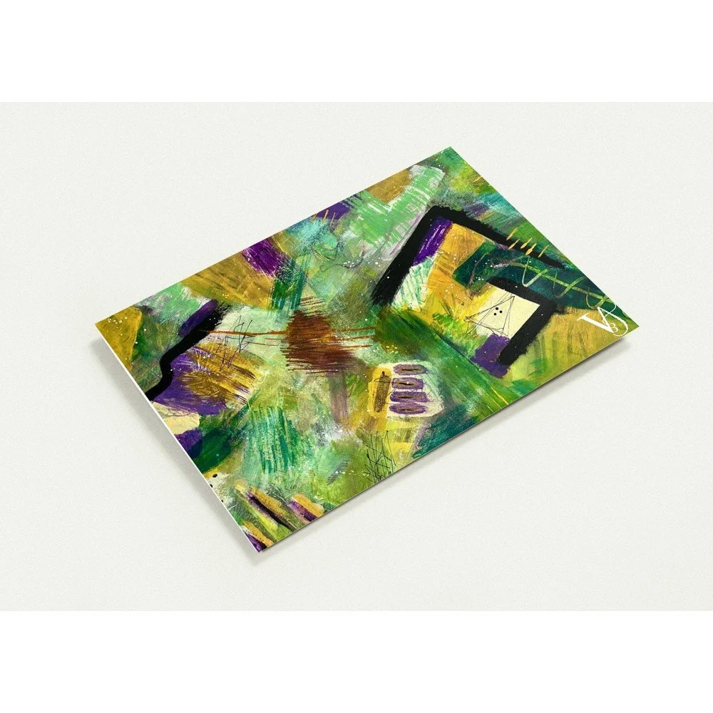 Set of 10 Inner Horizon art greeting cards in 5 x 7 inch format, featuring atmospheric abstract artworks by Virginie Bergar, "The souls of Colours"