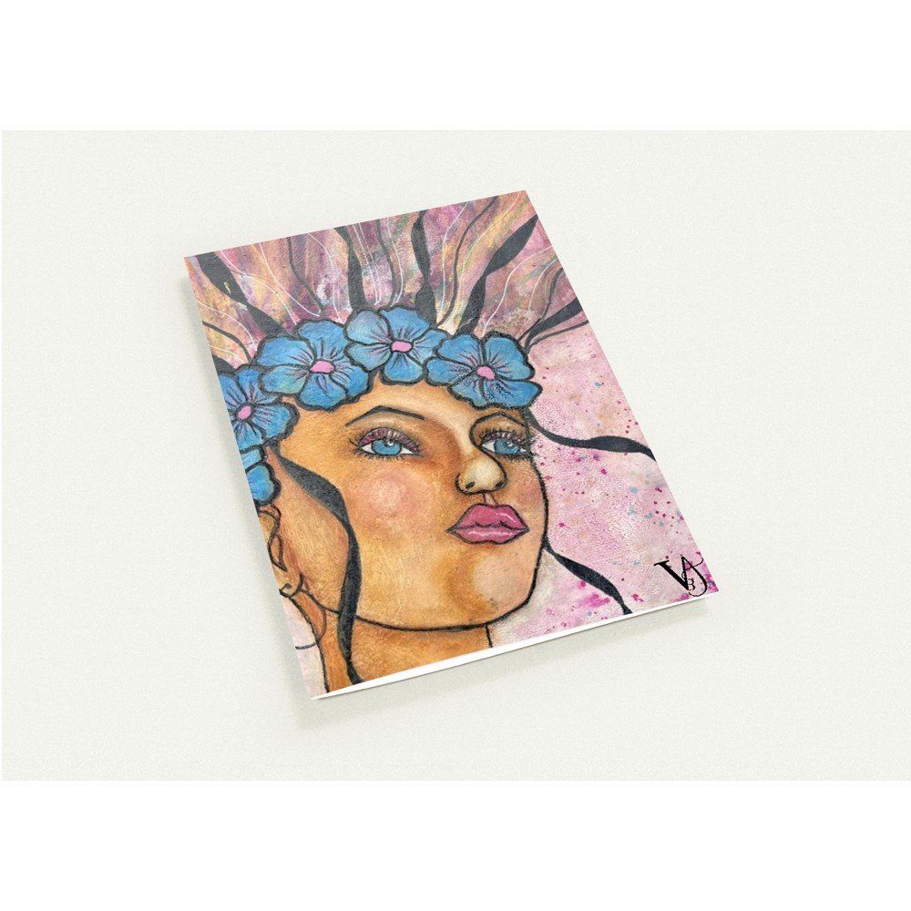 Fragments d’ELLES artist-designed greeting cards shown from the front, with colourful female portrait artworks from the series. (Copy)