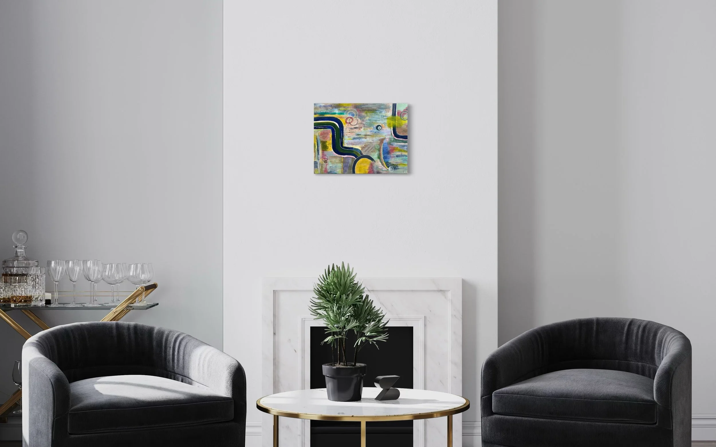 The Soul in Motion giclée fine art print in 12 x 16 inch size displayed in a contemporary living room.