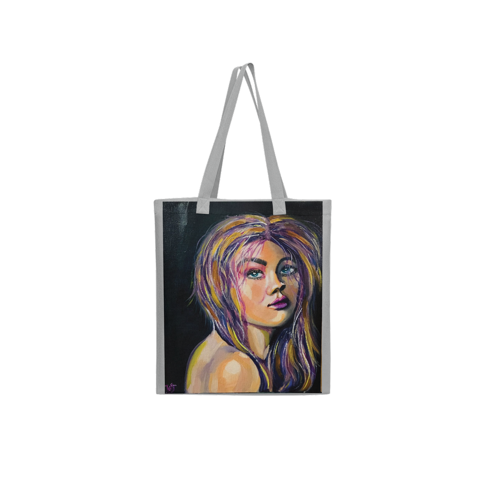 Grey Art tote bag with a unique design from an original painting by the french artist Virginie Bergar  VB-ARTS. wearable art.
