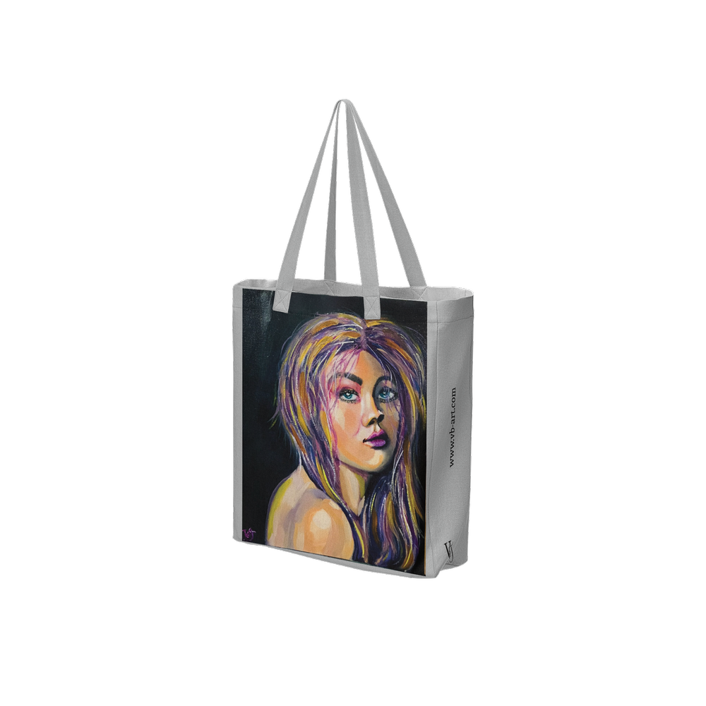 Grey Art tote bag with a unique design from an original painting by the french artist Virginie Bergar  VB-ARTS. wearable art. grey color