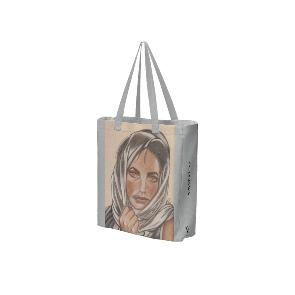 Beneath the red dust Grey art tote bag featuring an original artwork by Virginie Bergar — 3/4 front view