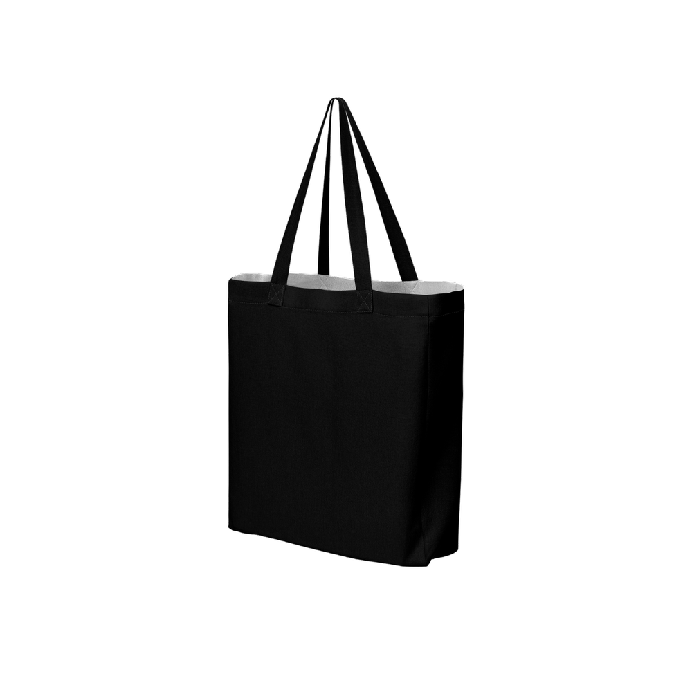 Where Time Falls Quiet black art tote bag featuring an original artwork by Virginie Bergar — 3/4 back view