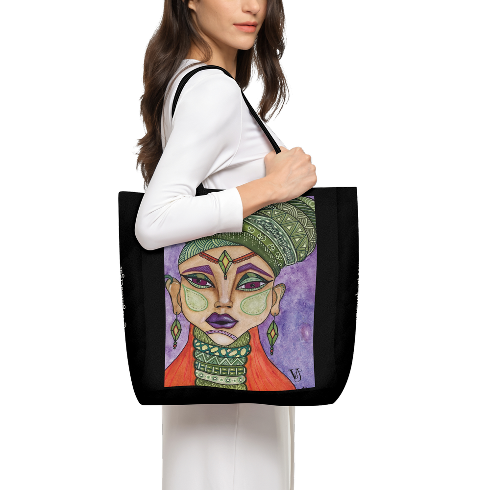 Art Tote Bag — Graphic Portrait — BLACK
