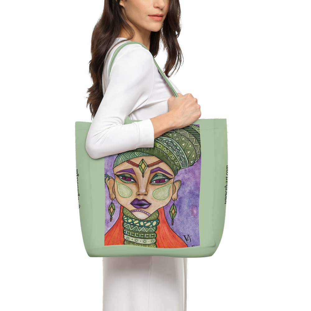 Art Tote Bag — Graphic Portrait —  Spring Green
