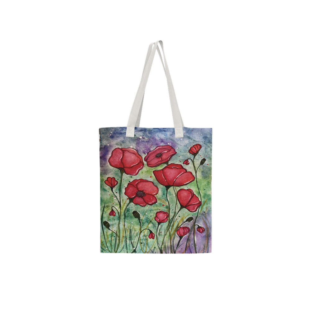 Field of Poppies Off white art tote bag featuring an original artwork by Virginie Bergar — Front view