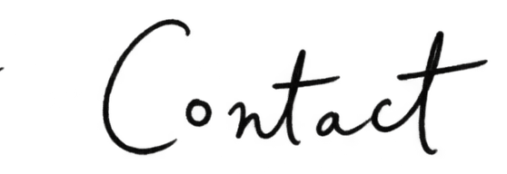 The word 'Contact' written in a cursive font on a black background.