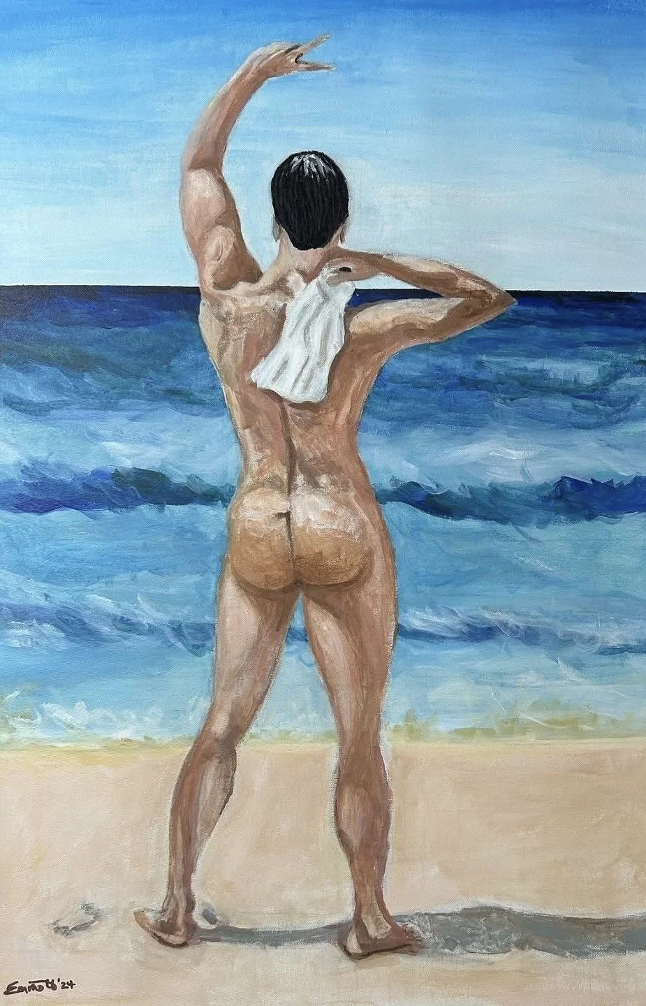 Beauty on the Beach (2024): 20" X 25" Acrylic on Canvas, Framed
