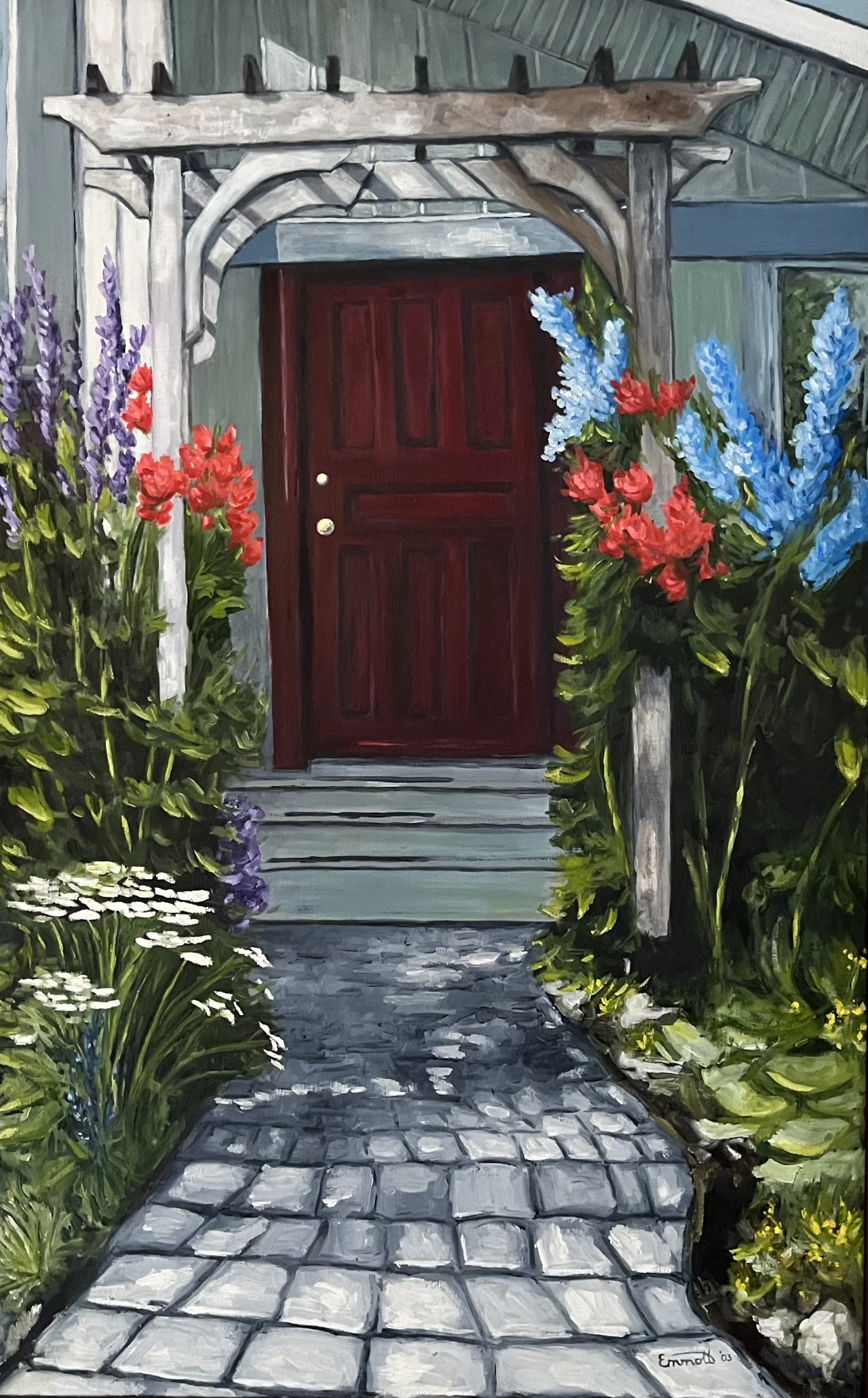 Linda's Garden (2003): 18" X 24" Oil on Canvas, Framed, SOLD