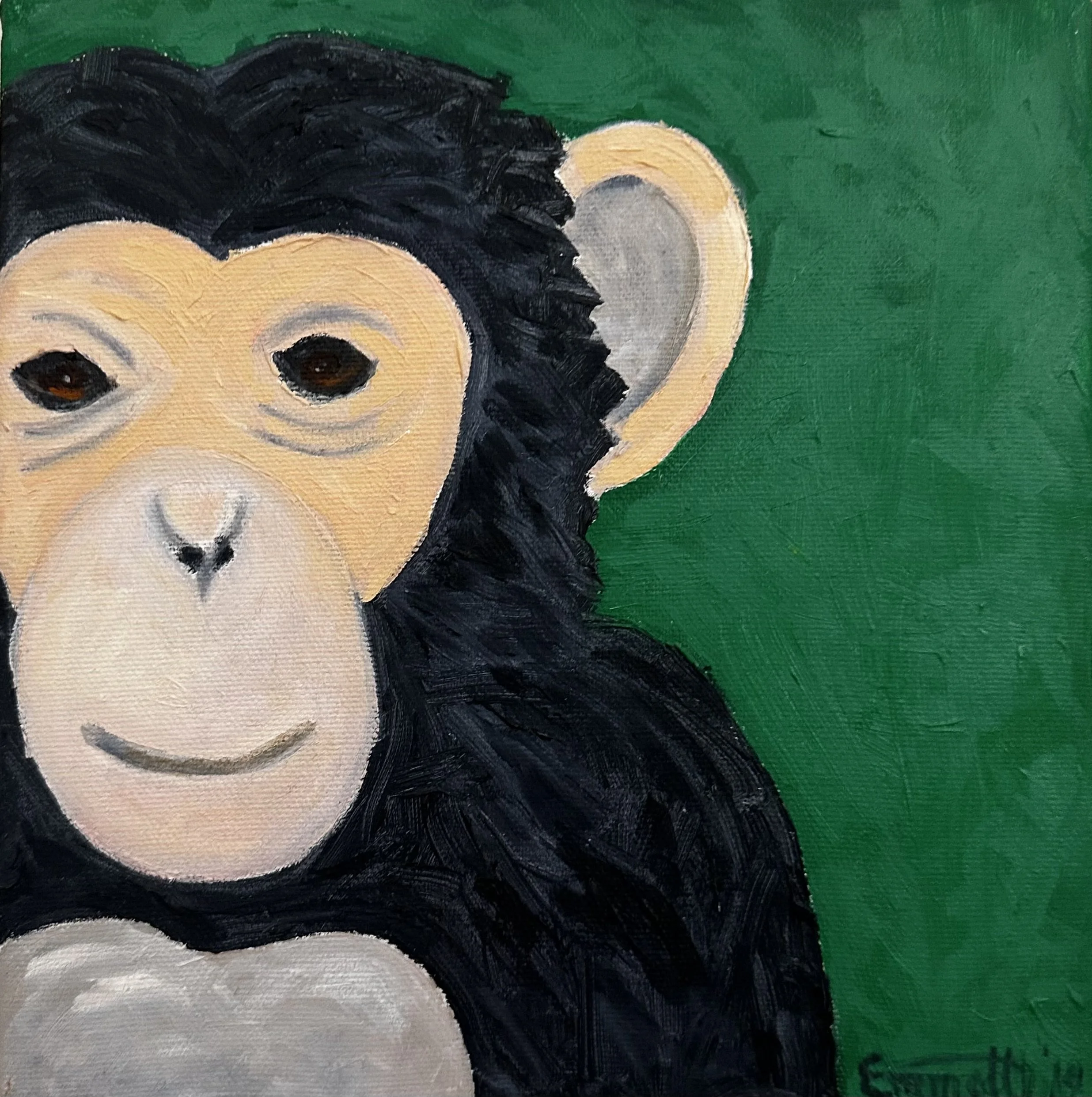 Peek-a-Zoo Chimp (Quadtych 2019): Oil on canvas, NOT AVAILABLE FOR SALE