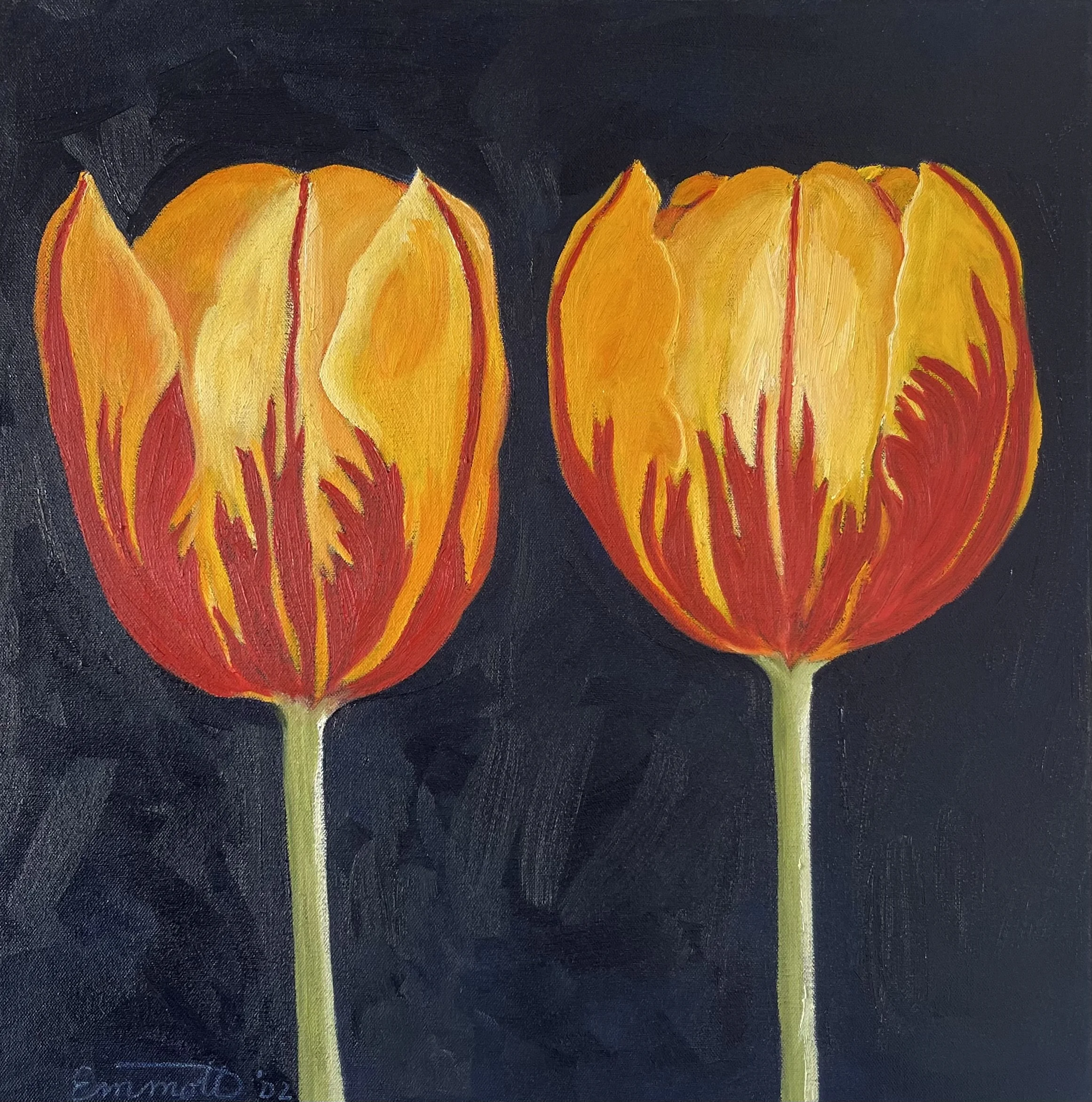Two Lips on Fire (2002): 20" X 20" Oil on Canvas, Framed SOLD