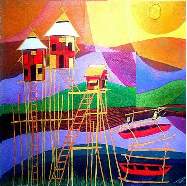 Bahay Kubo (2021): 30" X 30" 
Oil on Canvas