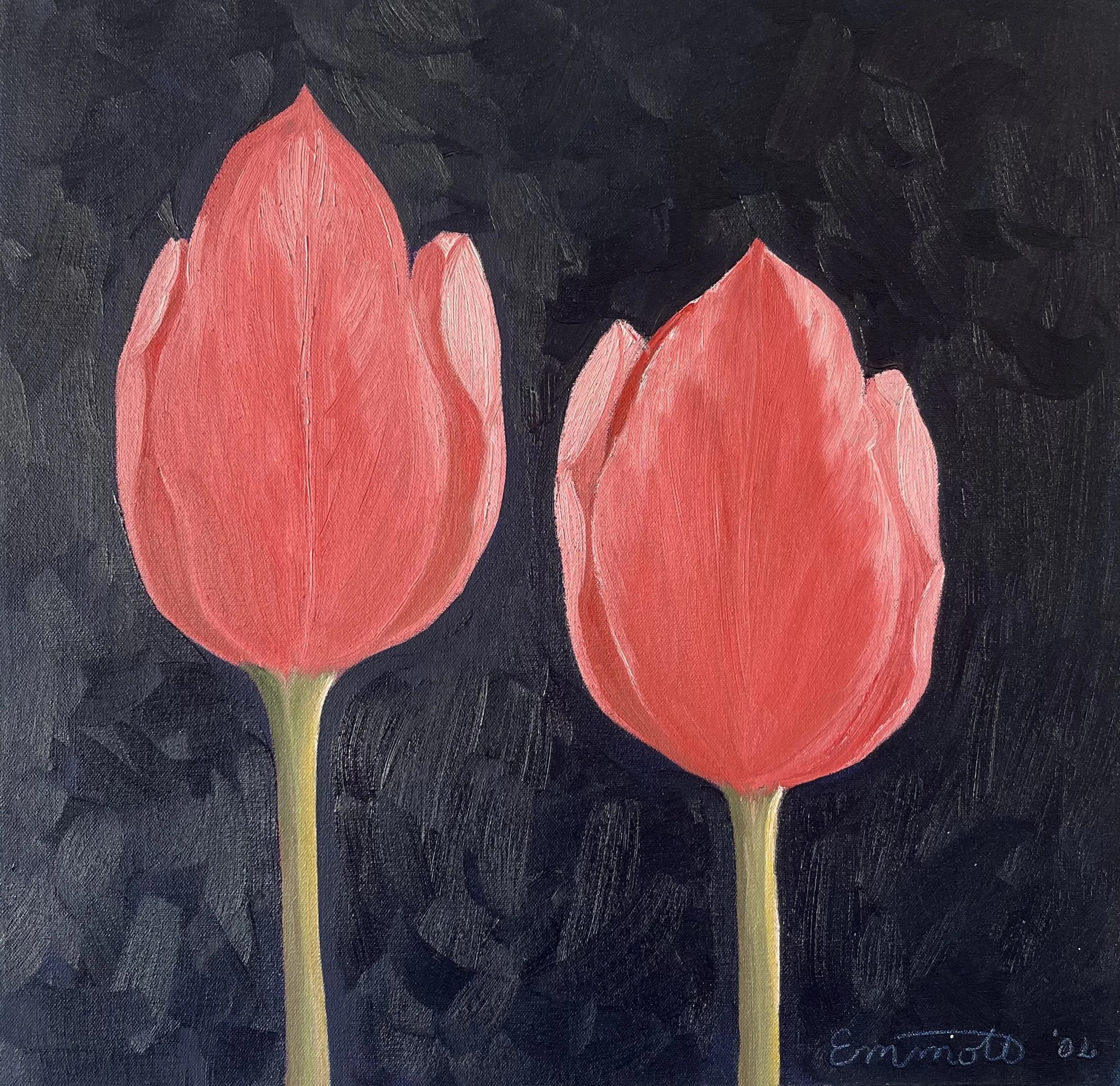 Two Lips in Pink (2002): 20" X 20" Oil on Canvas, Framed SOLD