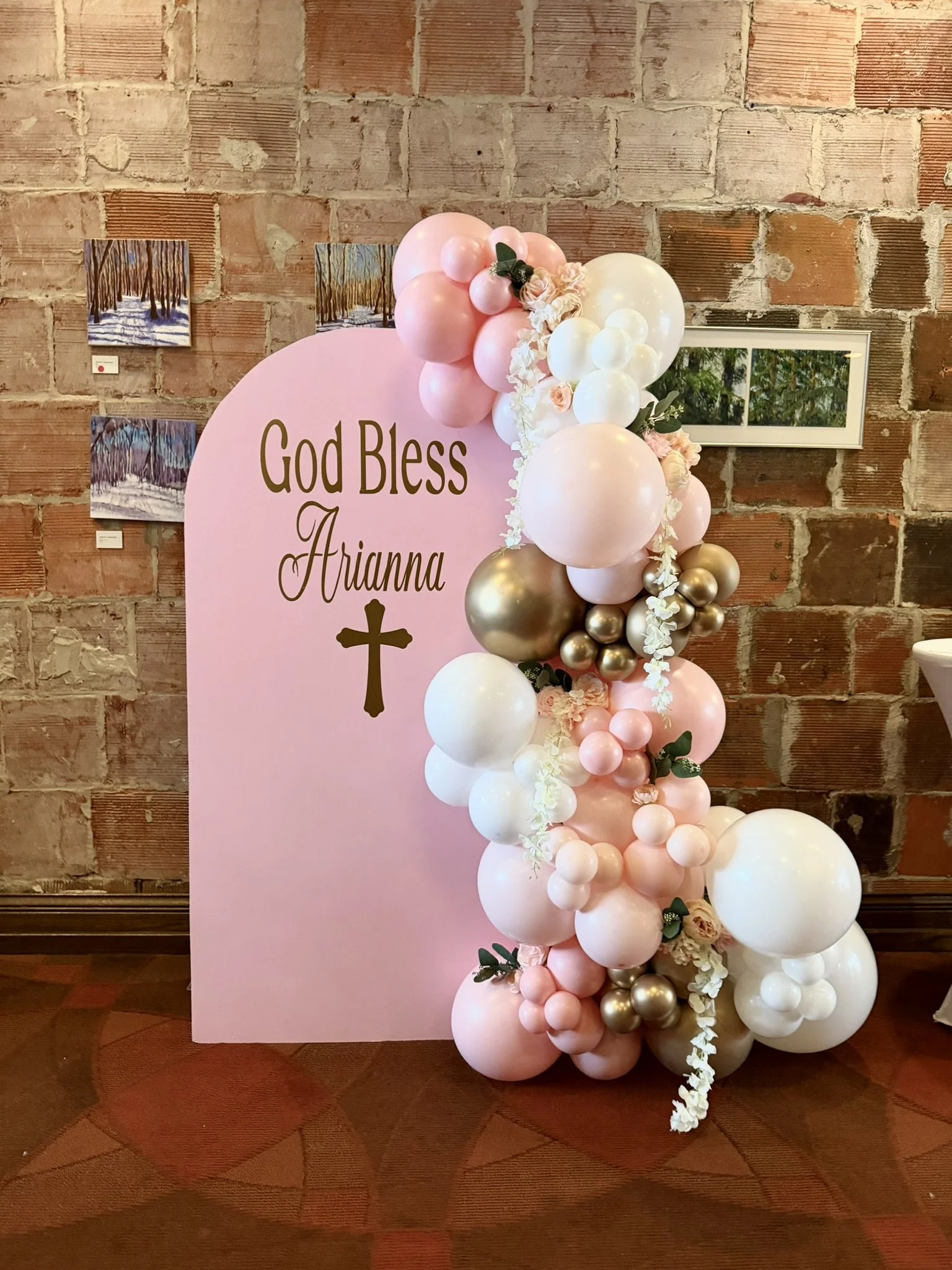 Baptism balloon arch Buffalo