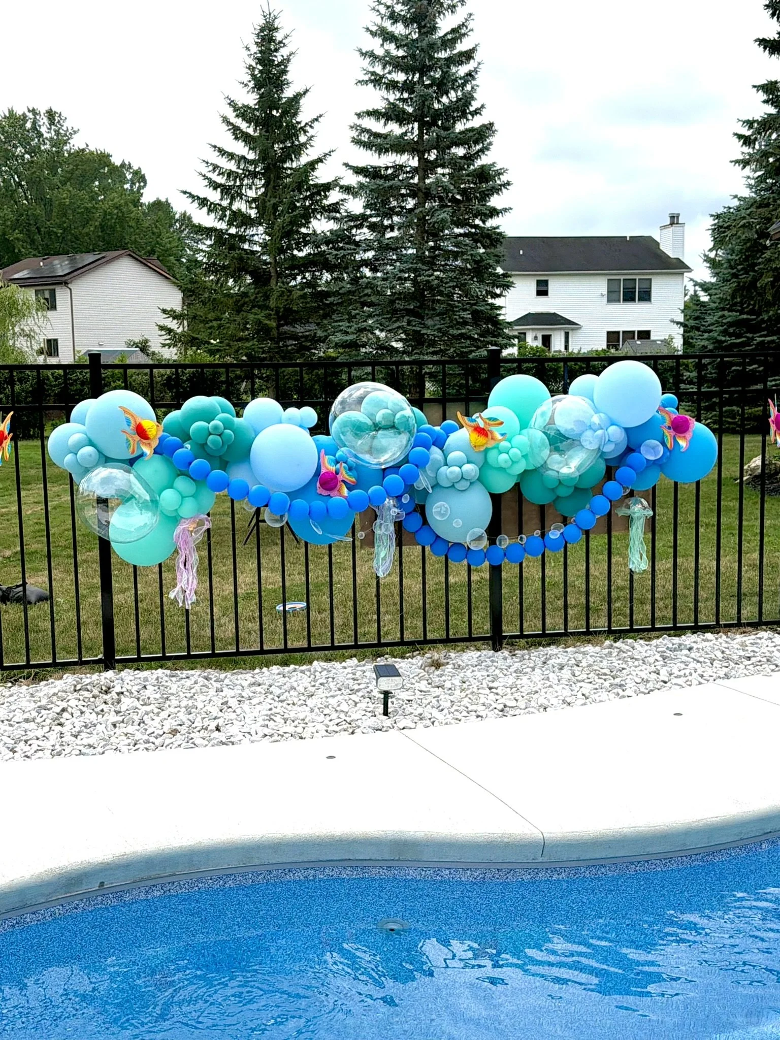 Poolside fence balloons Buffalo