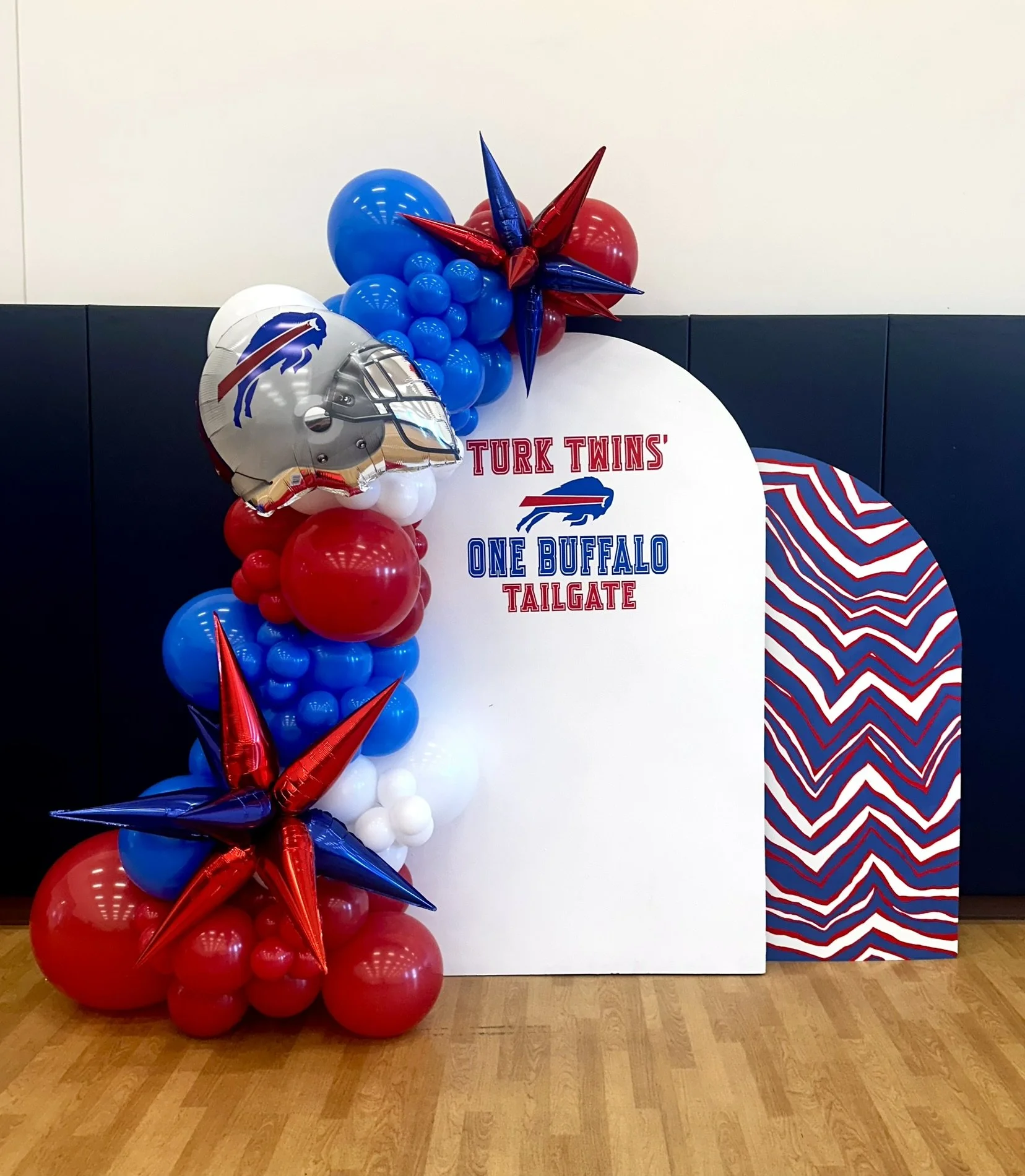 Bills birthday balloon arch Buffalo