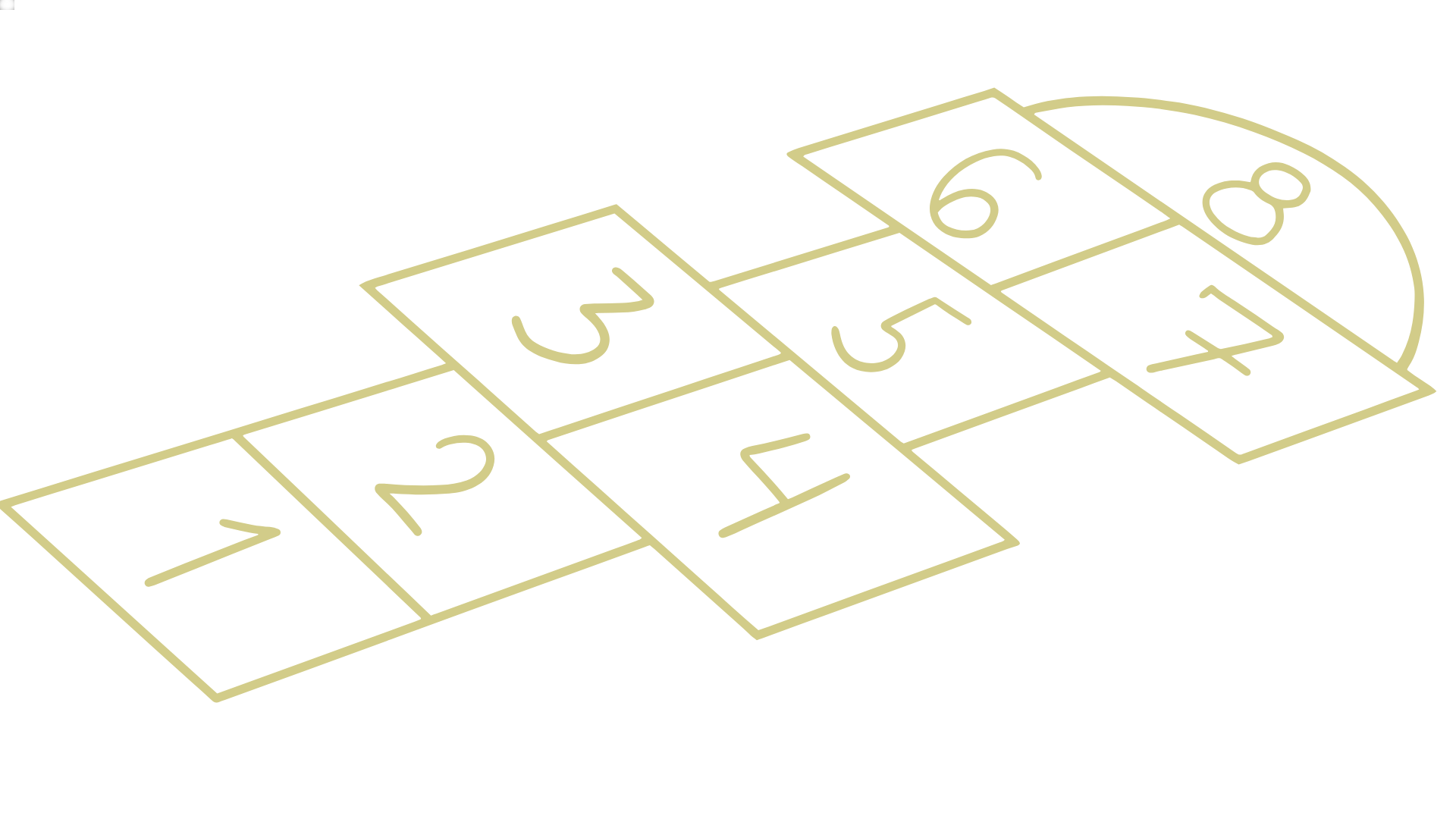 Tablero de juego de mesa generada por computadora con casillas numeradas de 1 a 6, 12 y 13, y varias casillas sin numerar, en línea