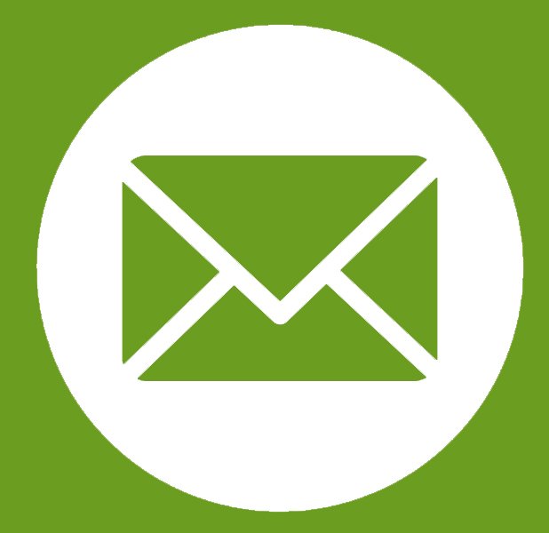 Icono de sobre de correo en fondo verde.