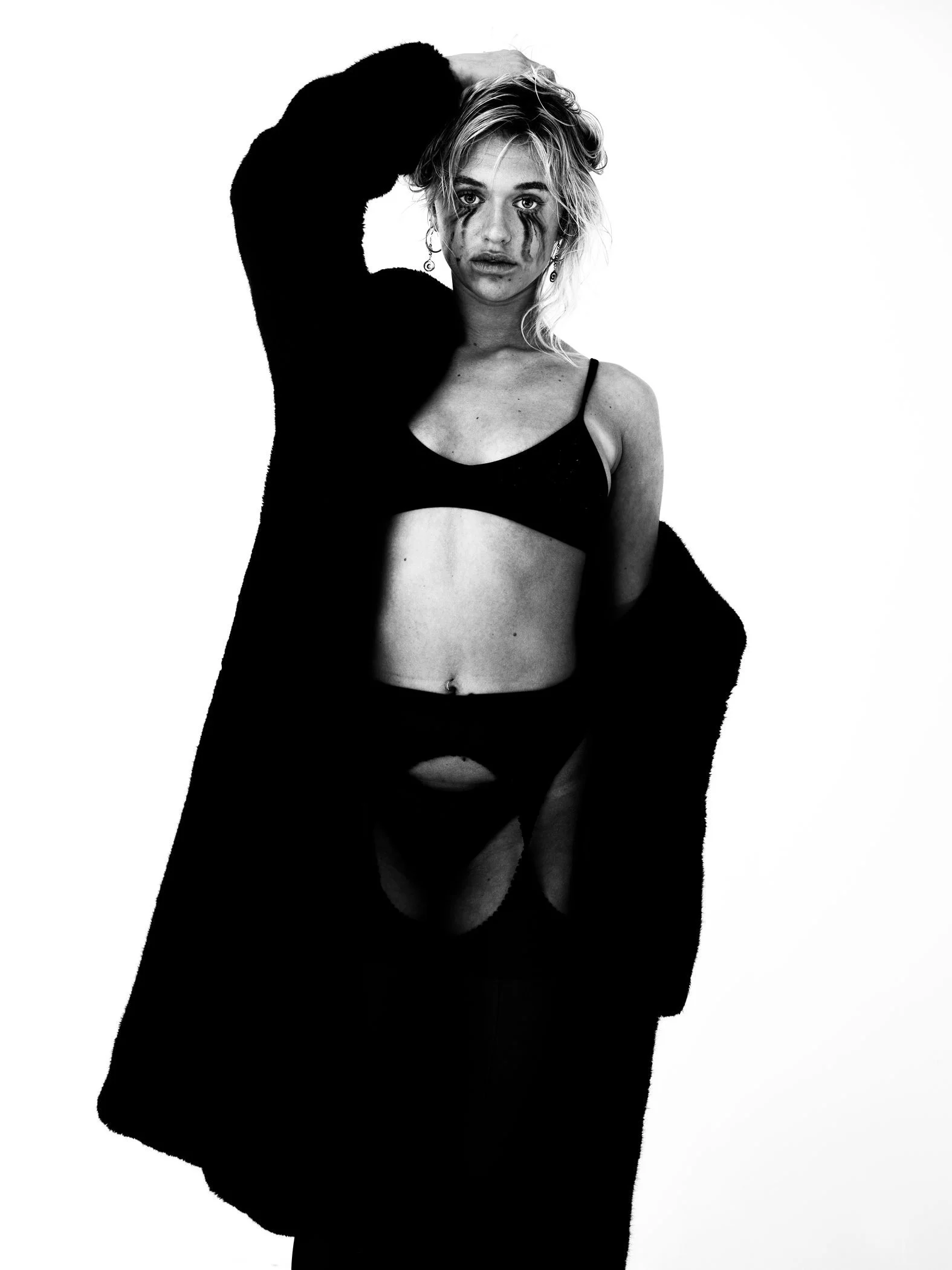 Black and white minimal black fashion portrait from the Unfiltered fashion photography series by CAMR Visuals