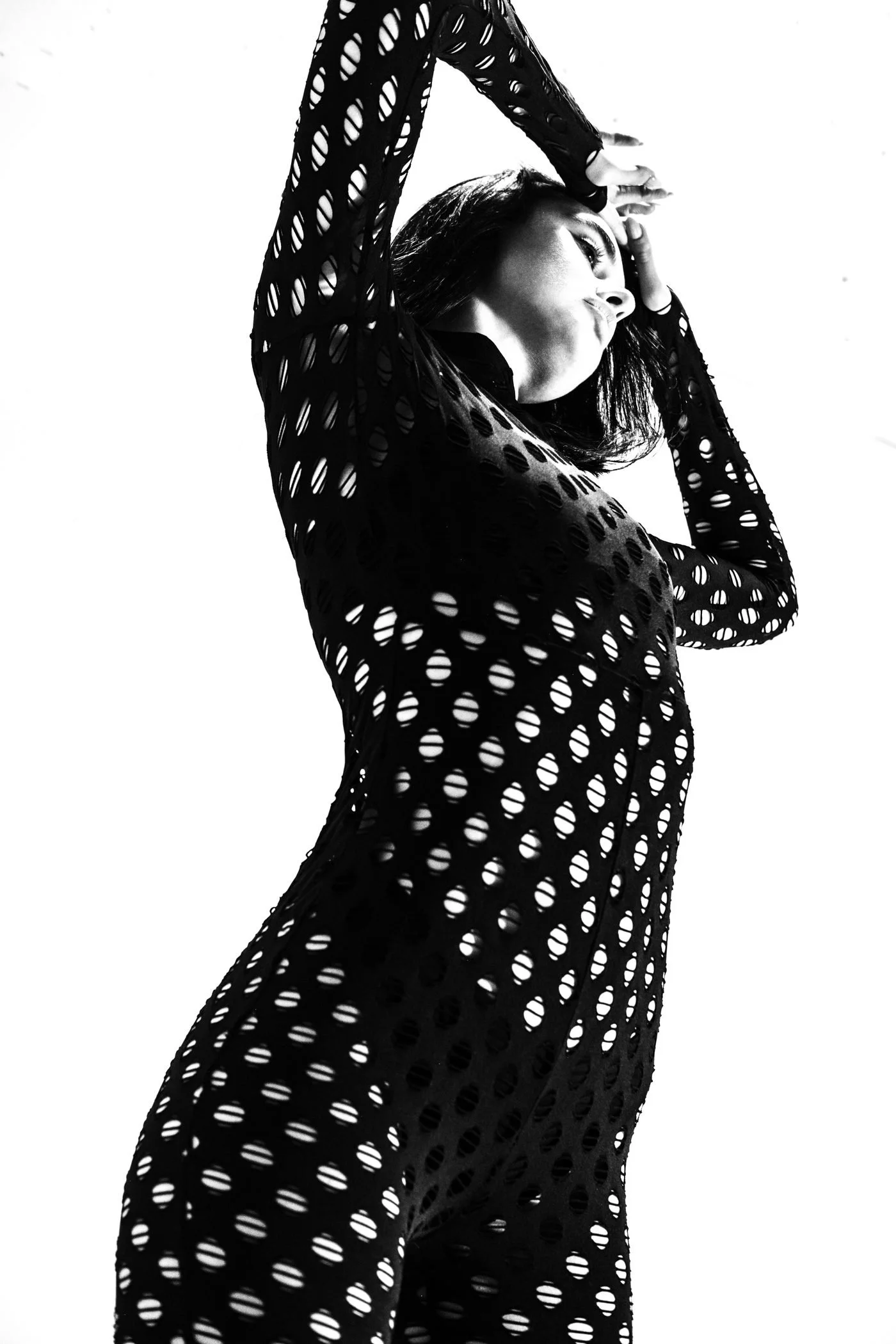 Black and white polka dot close crop portrait from the Unfiltered fashion photography series by CAMR Visuals