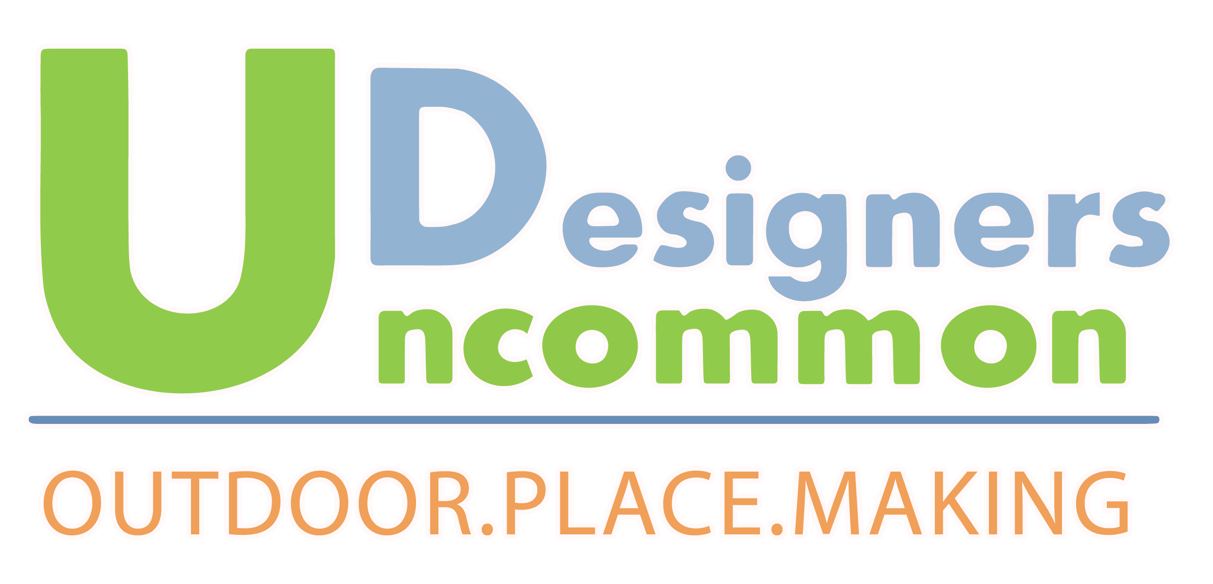 Logo for UDesigners Norge featuring large green 'U' with blue and green text 'Designers Norge' and orange text 'OUTDOOR.PLACE.MAKING'.