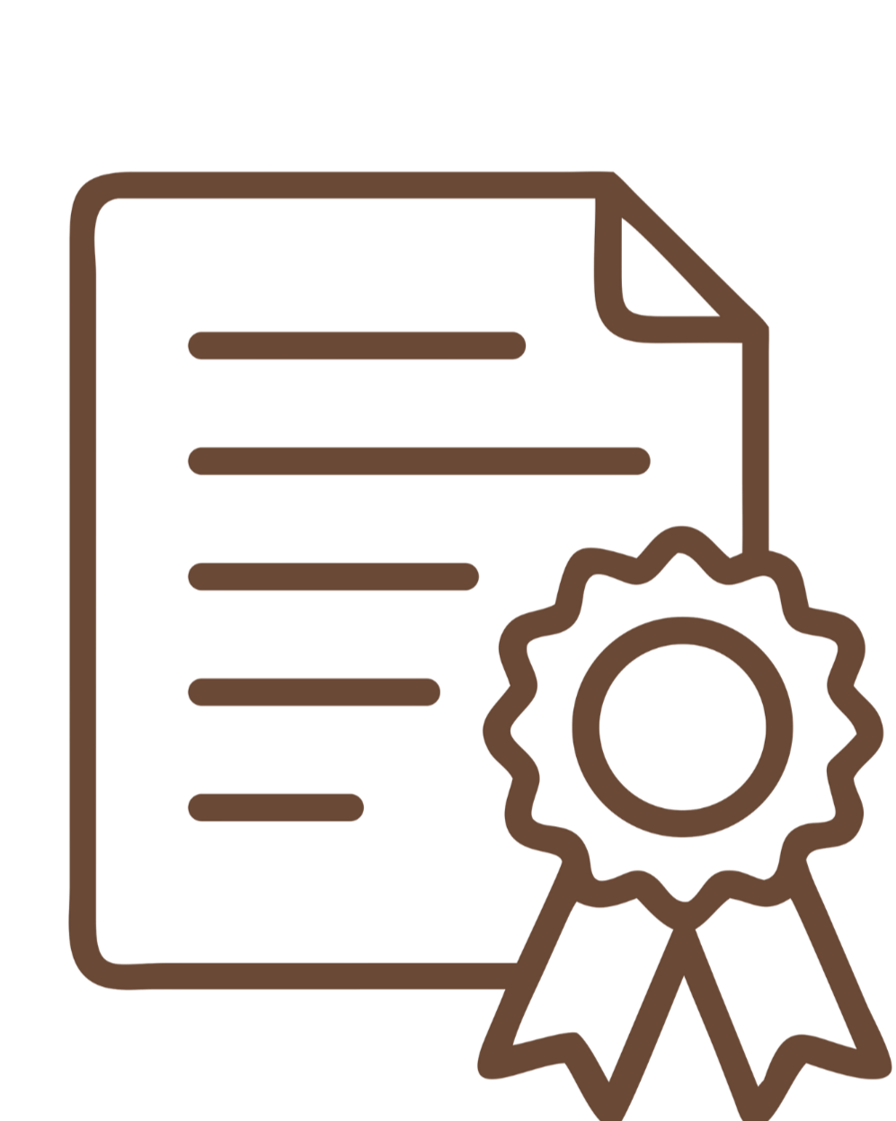 Icon of a certificate or document with a ribbon or badge indicating certification or achievement.