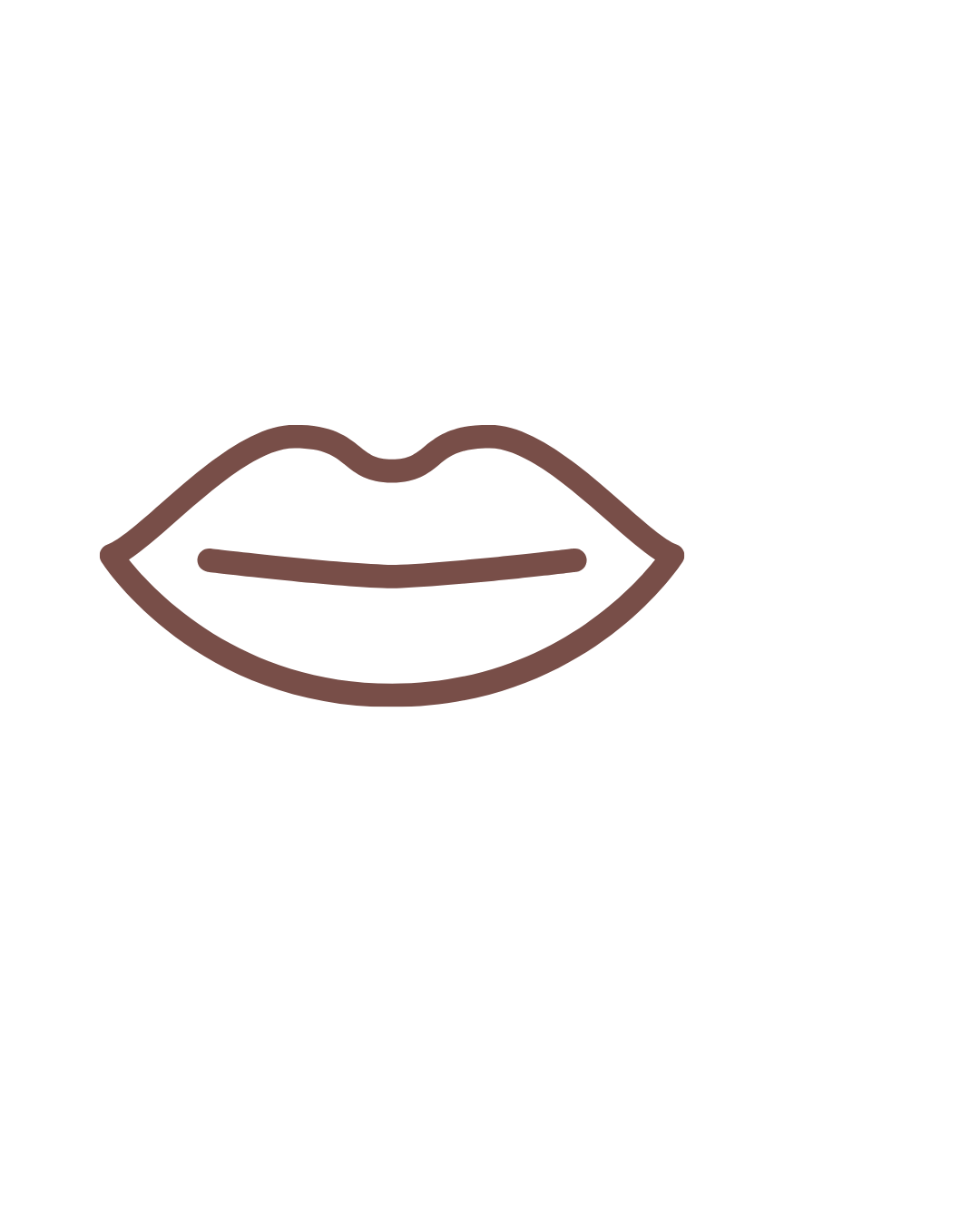 Minimalist line drawing of lips in brown