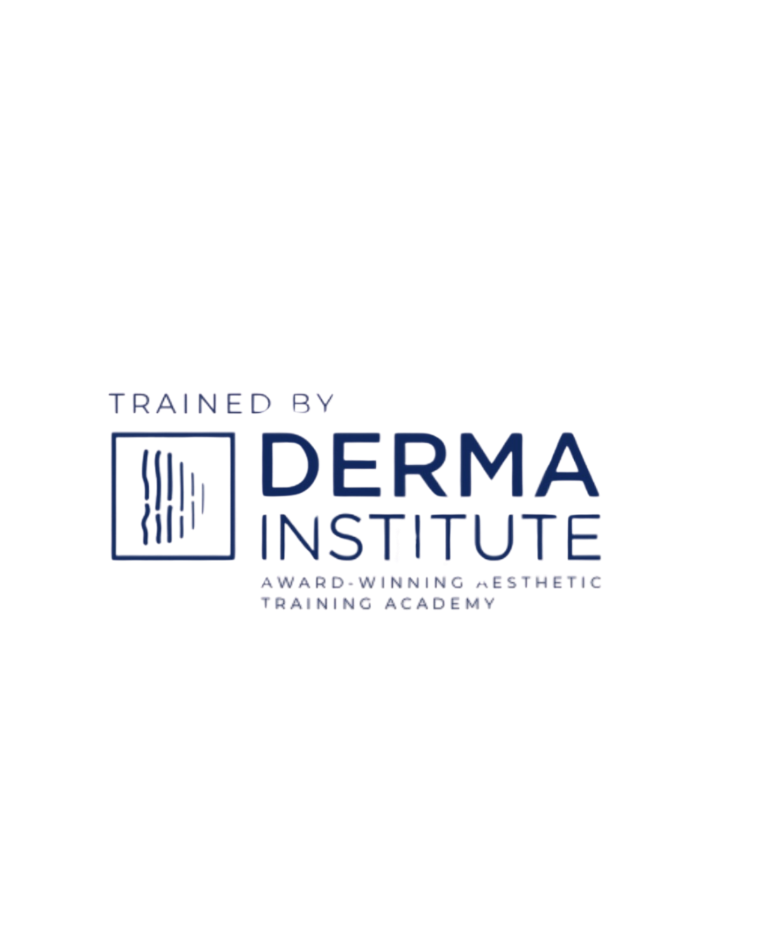 Logo of Derma Institute, with text 'Trained by' above it.