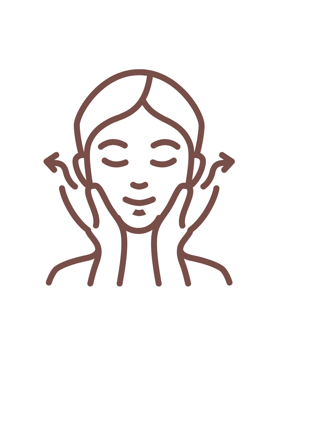 Illustration of a woman massaging her face with her eyes closed and a peaceful expression